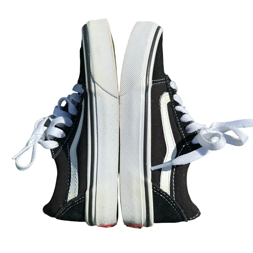 Vans Old Skool Black White Suede Canvas Low Top Skate Shoes Sneakers EUC